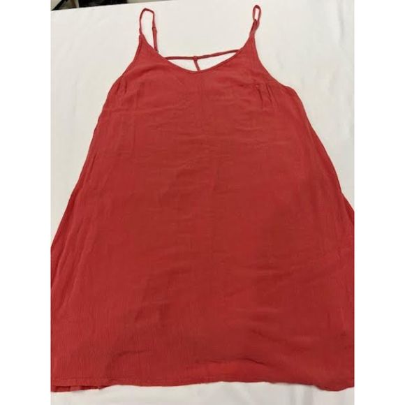 Roxy Woman's Coral Pink Spaghetti Strap Short Slip Dress Size L - Picture 1 of 9
